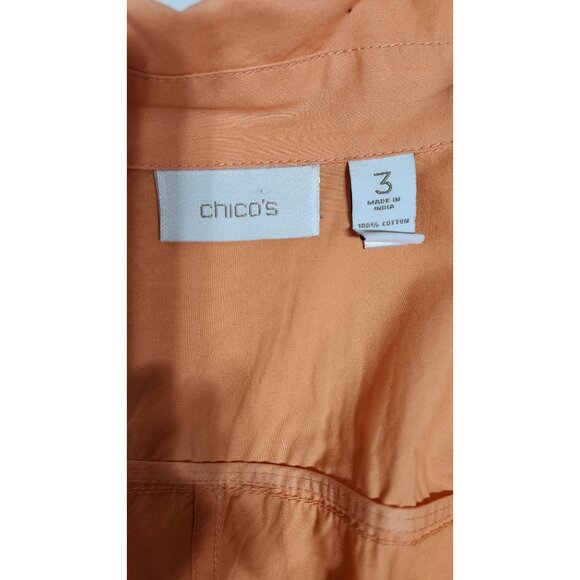 Chicos Womens Orange Cotton Zip-Up Jacket Size 3 X Large - Picture 3 of 5